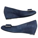 Stuart Weitzman Wedge Shoes Navy with buckle bow toe Photo 3