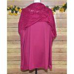 Catherine's Plum Magenta Blouse Top Size 4X Lacey Floral Pattern Stretch Purple Photo 4