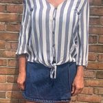 Pink Rose  Rayon Striped Tie Front High Low Hemline Top M Photo 2