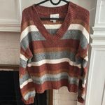 Pink Rose Brown and Gray V-Neck Sweater Photo 0