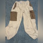 BDG Loose Fit Adjustable Cream Cargo Pants With Brown Accents- Size Large Photo 1