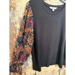 NWT The Pioneer Woman Flounce Sleeve Blouse, black floral, size Large Photo 3