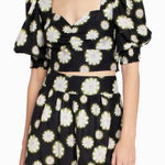 Nicole Miller NWT Hazy Daisy Cotton Sweetheart Crop Top Puff Sleeve Women’s Sz P Photo 0