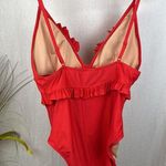 J.Crew  Orange Ruffle plunge One Piece Swim Bathing Suit 12 Photo 2