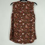Daniel Rainn  Boho Floral Tank Top Blouse Brown Pleated Sleeveless Whimsy Size S Photo 3