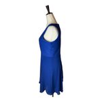 Parker  Royal Blue Silk Sleeveless Scoop Neck Fit‎ And Flare Mini Dress Size M Photo 4