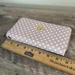 Zip Around Wallet Tan with White Polka Dots 7.5 x 3.5” Photo 6