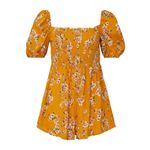 Flynn Skye  Womens Justine Romper Smocked Off Shoulder Floral Yellow Size Small Photo 10
