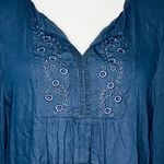 cj banks  Navy Embroidered Long Sleeve Plus Size Top New X Photo 2