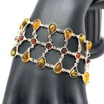 Sterling Silver Baltic Amber, lace bracelet, 28.5g Photo 0