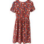 Joanie x Molly Hatch Tea Pot Fit & Flare Button Front Shirt Dress Size Small Red Photo 4