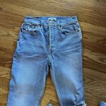 RE/DONE  Jeans 90s High Rise Ankle Crop Destroy Skinny Raw Hem Size 28 Light Wash Photo 2