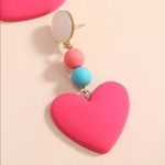 Heart Drop Earrings Pink Blue Beads‎ Dangle Statement Earrings Women Photo 3