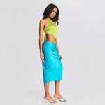 SER.O.YA Penina Silk‎ Midi Skirt Size SMALL in Turquoise Blue Photo 1