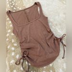 Pilcro Anthropologie brown ruched side tie tank top women’s size XXS Photo 3