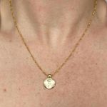 Handmade Gold Plated White Wax Seal Rose Pendant Necklace Photo 3