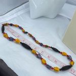 Vintage 80’s glass and acrylic tribal bright fun necklace Yellow Photo 5
