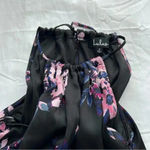 LuLus Filled With Love Black Satin Floral Print Halter Swing Dress S Pink Photo 6