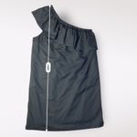 J.Crew  Black Ruffled One Shoulder Linen Cotton‎ Mini Dress Size M Boho Preppy Photo 3