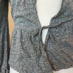 American Eagle Heather Gray Cotton Jacket Sweater Lightweight Cinch Waist Womens XS Photo 4