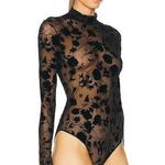 Cosabella | M Sheer Burnout Bodysuit Floral Mock Long Sleeve Top Italy Lingerie Photo 0