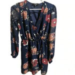 Lulus  pretty pretender navy floral mini long sleeve dress -  XS Photo 1