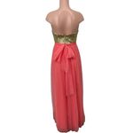 Christina Wu Bridesmaid Dress Style 22725 Size 4 Gold Sequin with Coral Tulle Photo 1