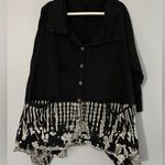Black and White Women's button up Top jacket 100% cotton sz XL Photo 2