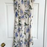 Reformation  Emely Dress Midi Length Serenity Ivory Lilac Floral Lace Up French Photo 7