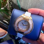 Swavorski Authentic SWAROVSKI Crystalline sporty gold stainless steel leather strap watch Photo 6