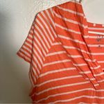 New York & Co. Hooded T-Shirt Coral White Stripes Photo 4