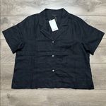 Quince European Linen Short Sleeve Button Up Shirt Black Size Large Photo 1