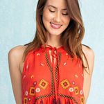 easel  orange Midi Dress with Yellow Accents tassels NWT Photo 3