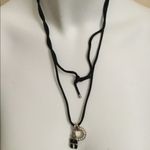 Womens rhinestone pendants with silky lace necklace with two pendants Photo 2