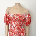 Hello Molly [] Orange Floral Print Smocked Ruffle Haven View Dress NWT Sz Large L Photo 4