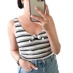 Cupcakes and Cashmere Striped Ribbed Knit Black White Tank Size Medium Photo 0