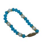 Boutique NWT Blue White Beaded Gold-Tone Tree of Life Pendant Rhinestone Stretch Bracelet Photo 6