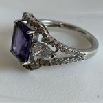 STERLING SILVER 925 AMETHYST AND CUBIC ZIRCONIA COCKTAIL RING (10) Purple Photo 12