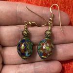 Cloisonné Vintage fine chinese  hand painted/enameled gold filled earrings! Photo 1