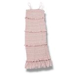 Mabel Daphne Ditsy Flower Ruffe Trim Smocked Midi Long Tube Dress Pink Large Photo 14