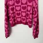 Sincerely Jules [] Pink Geometric Heart Print V-Neck Oversized Sweater Sz Medium Photo 5