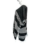 C&T beach women's size L black and white striped cover up with tassels Size L Photo 2