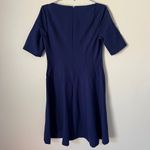 Lafayette 148 Short Sleeve A Line Dress in Navy Blue Photo 3