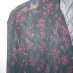 Gloria Vanderbilt  8 Boho Sexy Black Lace Collared Long Sleeved Button Down Top Photo 7