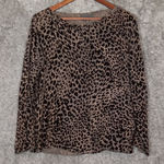 Nili Lotan Black and Brown Leopard Long Sleeve Top See Through Womens Xs Photo 0