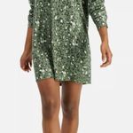 Jenni  Women's S Long‎ Sleeve Sleep Dress Nightgown Green Animal Print Lounge Photo 0