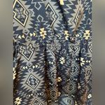 Pink Rose Women’s Blue Aztec Bohemian Print Pocket Short Sleeve Mini Dress Small Photo 4