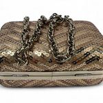 White House | Black Market WHBM  sequin gold Box Purse Clutch Evening Bag Photo 5