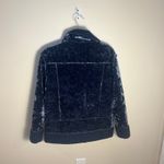 1. State  Crushed Velvet Navy Moto Jacket Faux Sherpa Trim Size M Photo 2