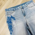 Chico's  The Platinum Crop Embroidered Girlfriend Jeans Light Blue Medium 8 Photo 3